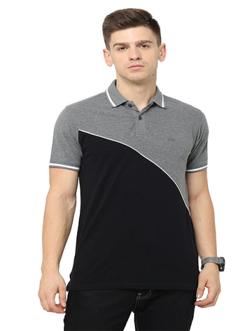 Men Polo Pure Rich Cotton T-Shirt  Gray melange