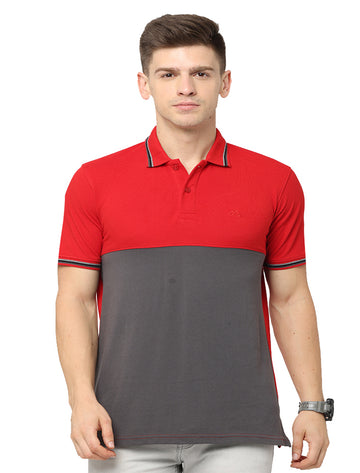 Men Polo Pure Rich Cotton T-Shirt Red & Gray