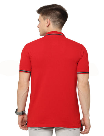 Men Polo Pure Rich Cotton T-Shirt Red & Gray